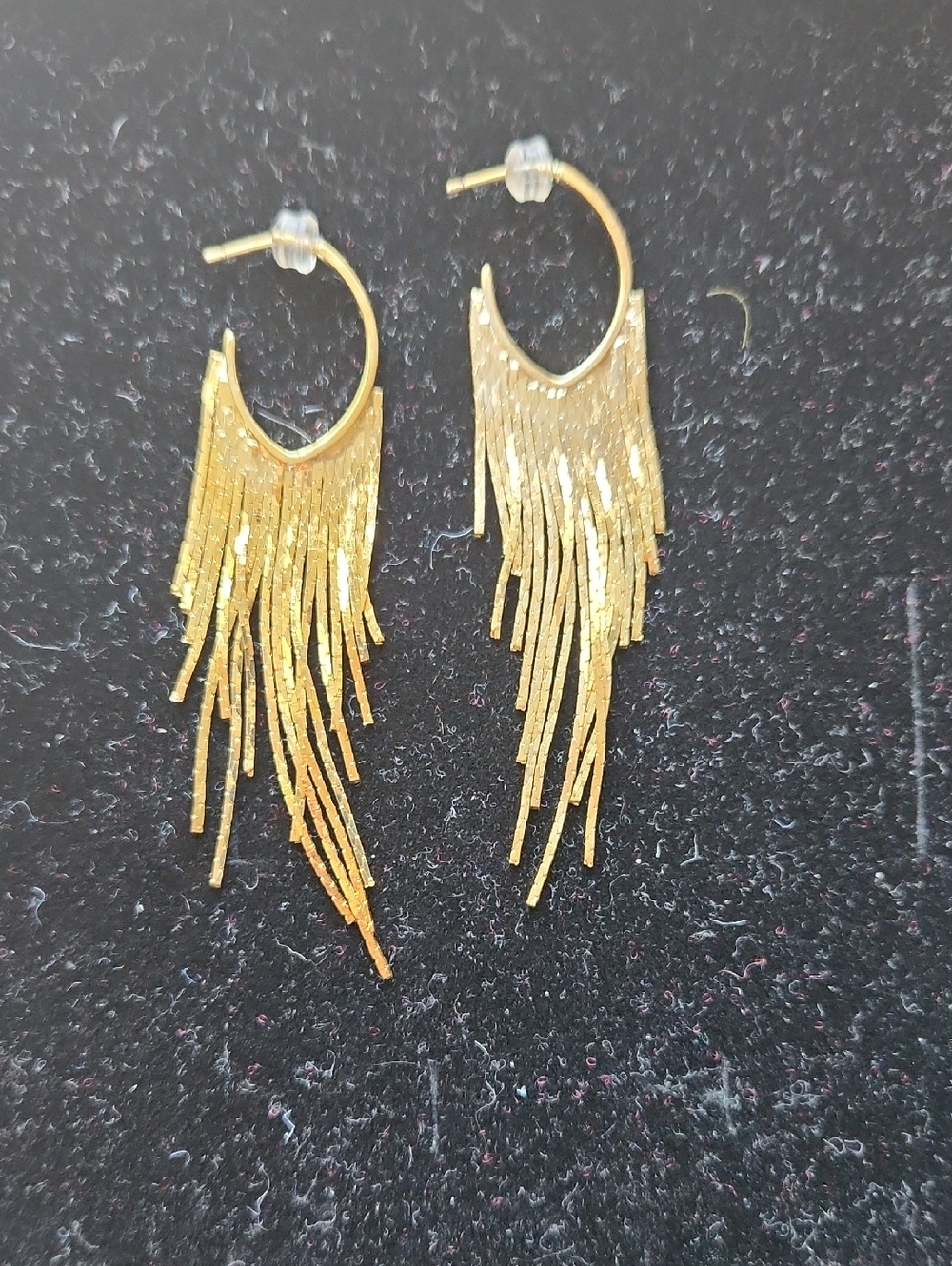 Gold Fringe Hoop Earrings -  Women's Jewelry From Boutique In Mexico City